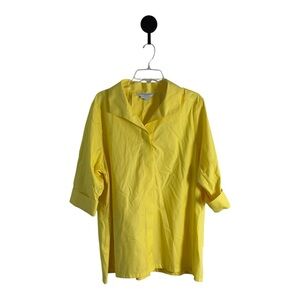 Foxcroft Womens Butter Yellow Non Iron Button Down Shirt Sz 18W Career Wear